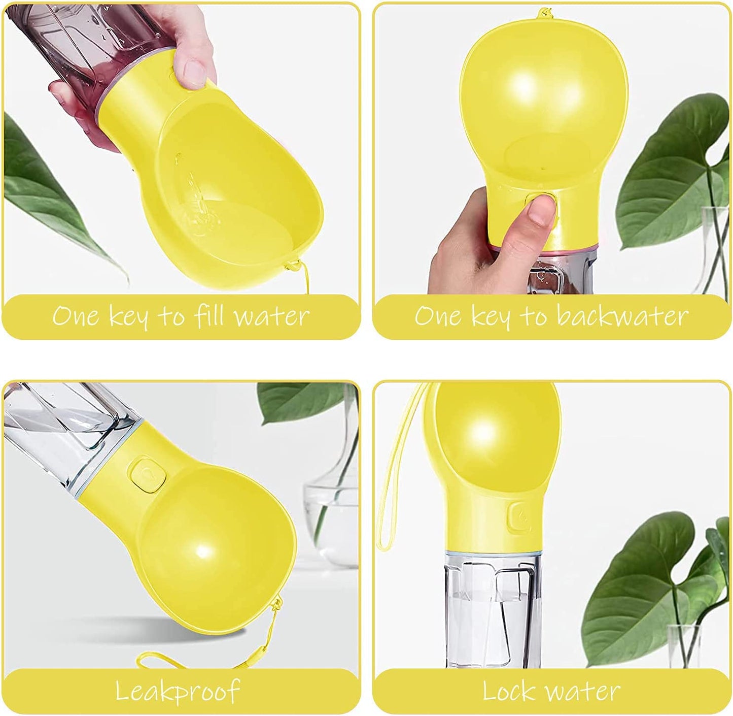 SELPONT G 4-in-1 Portable Water Bottle for Dogs - Leakproof Travel Dispenser with Food Container & Waste Bag, Perfect for Outdoor Adventures!