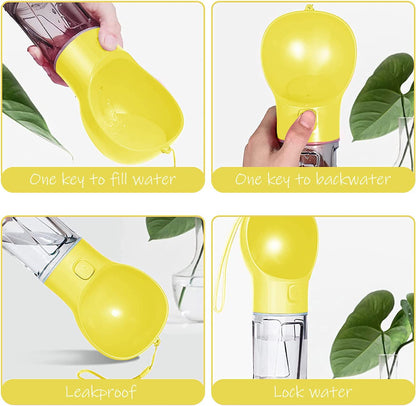 SELPONT G 4-in-1 Portable Water Bottle for Dogs - Leakproof Travel Dispenser with Food Container & Waste Bag, Perfect for Outdoor Adventures!