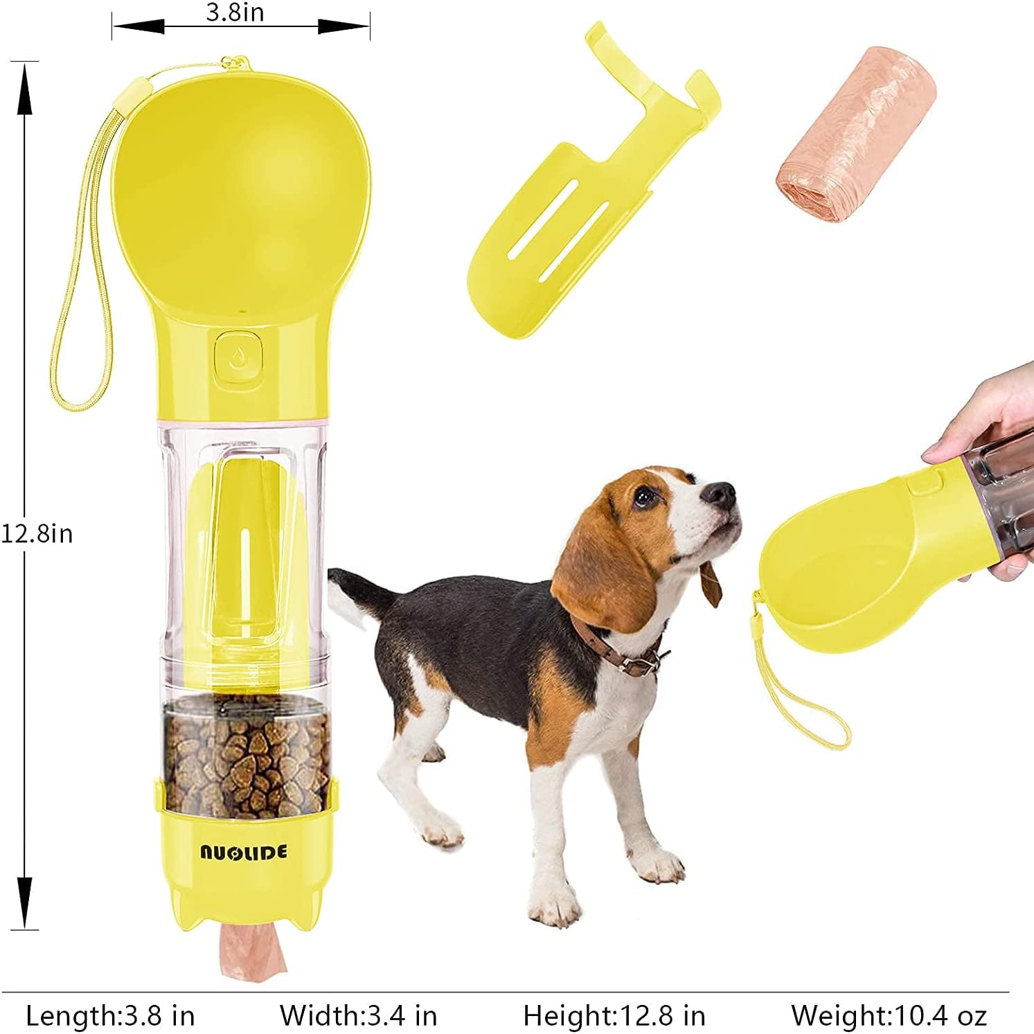 SELPONT G 4-in-1 Portable Water Bottle for Dogs - Leakproof Travel Dispenser with Food Container & Waste Bag, Perfect for Outdoor Adventures!