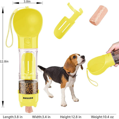 SELPONT G 4-in-1 Portable Water Bottle for Dogs - Leakproof Travel Dispenser with Food Container & Waste Bag, Perfect for Outdoor Adventures!