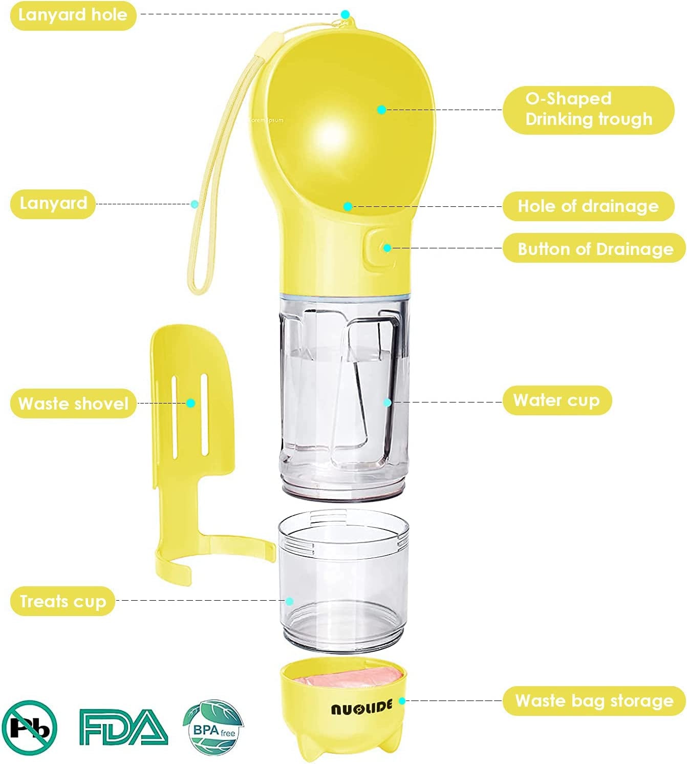 SELPONT G 4-in-1 Portable Water Bottle for Dogs - Leakproof Travel Dispenser with Food Container & Waste Bag, Perfect for Outdoor Adventures!