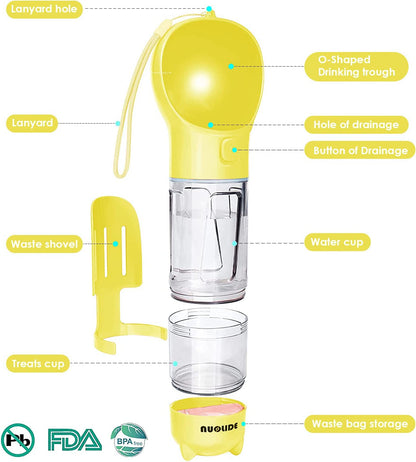 SELPONT G 4-in-1 Portable Water Bottle for Dogs - Leakproof Travel Dispenser with Food Container & Waste Bag, Perfect for Outdoor Adventures!